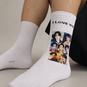 BTS K-Pop Star Socks White Ankle Socks I Love You Graphic Print ARMY Merchandise